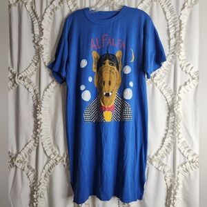 Vintage 1988 Alg Alfalfa Alien Oversized Blue Bubbles Shirt Sleeping Sz Large